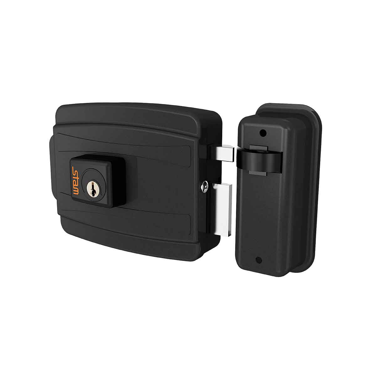 Fechadura Elétrica Cilindro 40mm Preto Fosco Stam